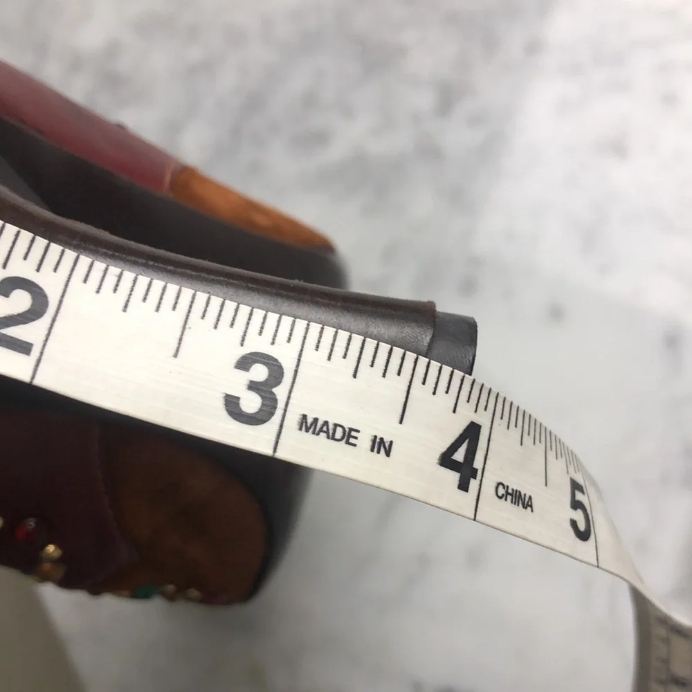 Giuseppe Zanotti design Size 7.5 Two-Tone Red & Brown Studded Pointed-Heel Mules - Picture 7 of 10